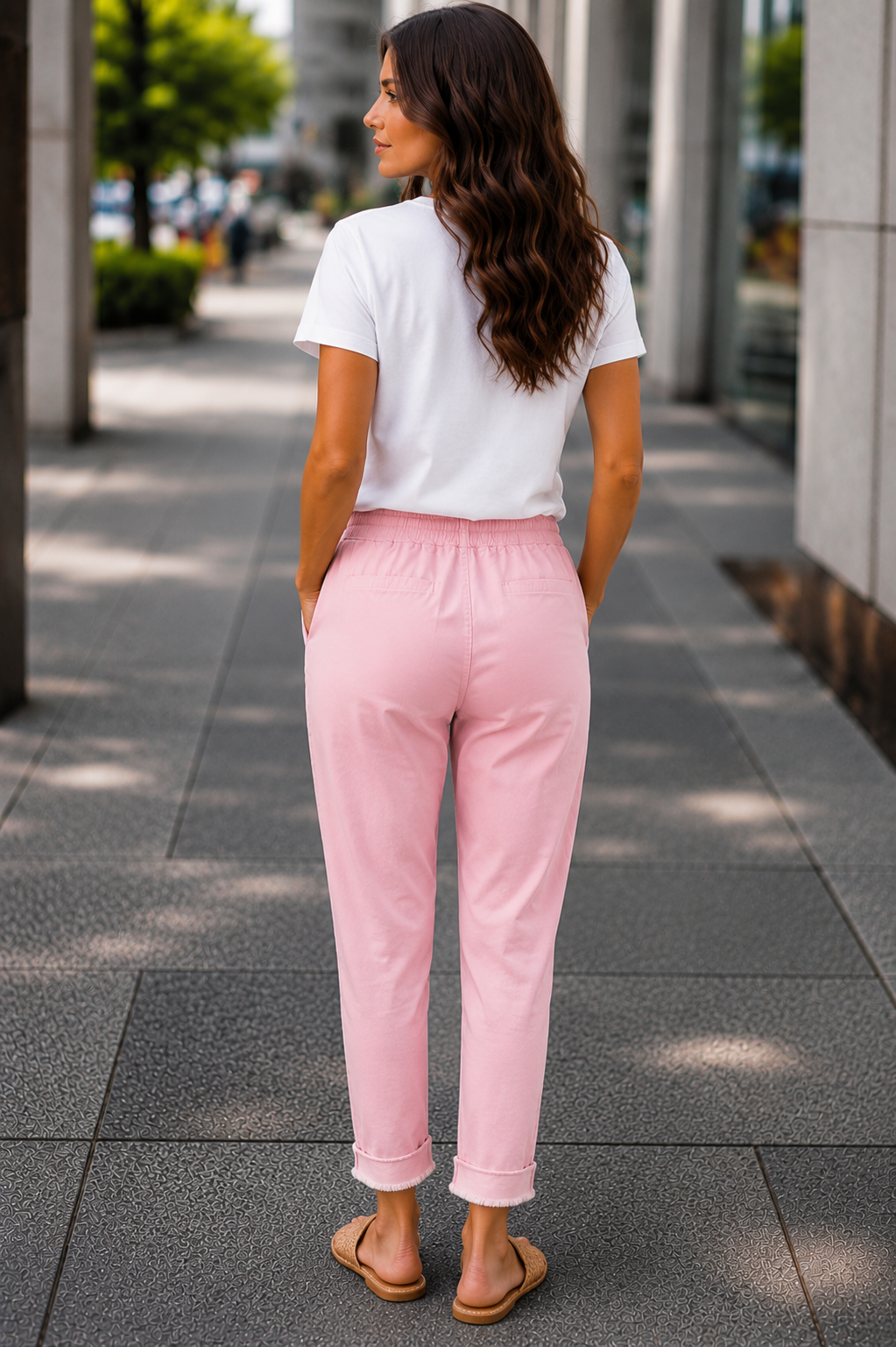 Gabardin pamuklu pantolon pembe
