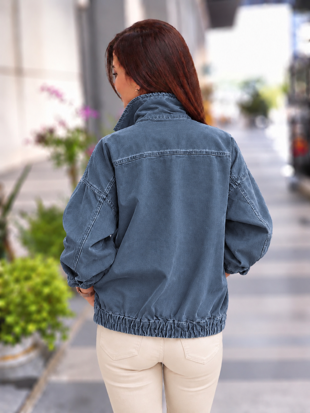 Boyfriend gabardin kumaş ceket Indigo