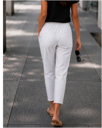 gabardln pamuklu pantolon beyaz