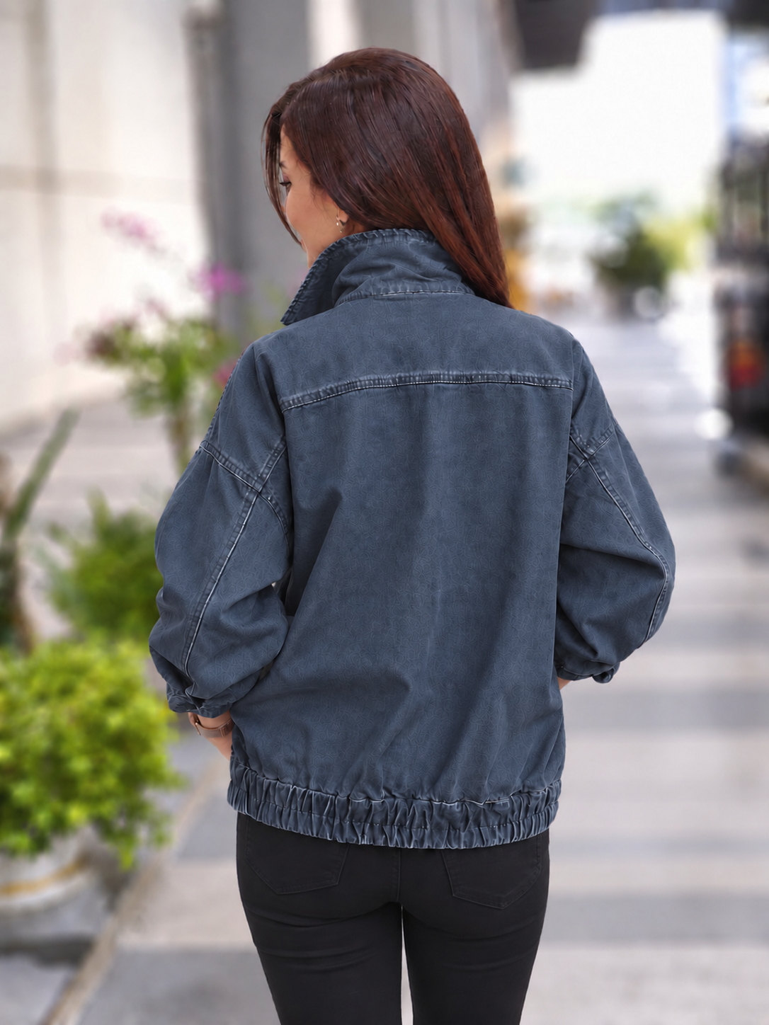 Boyfriend gabardin kumaş ceket Indigo