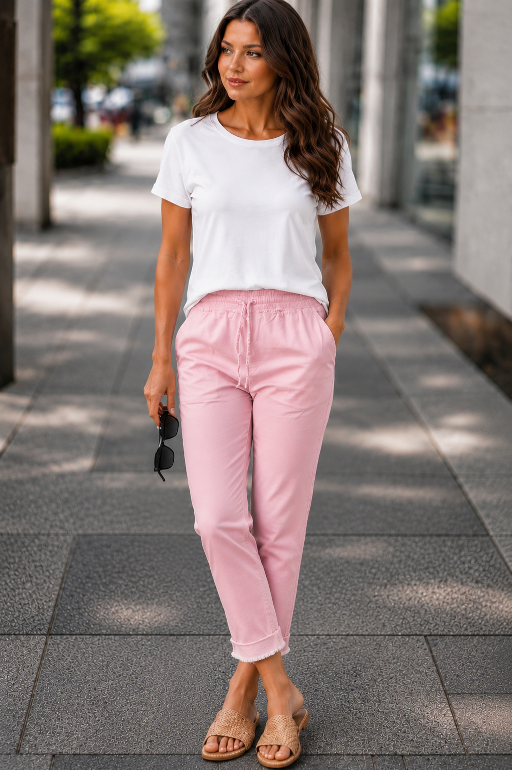 Gabardin pamuklu pantolon pembe