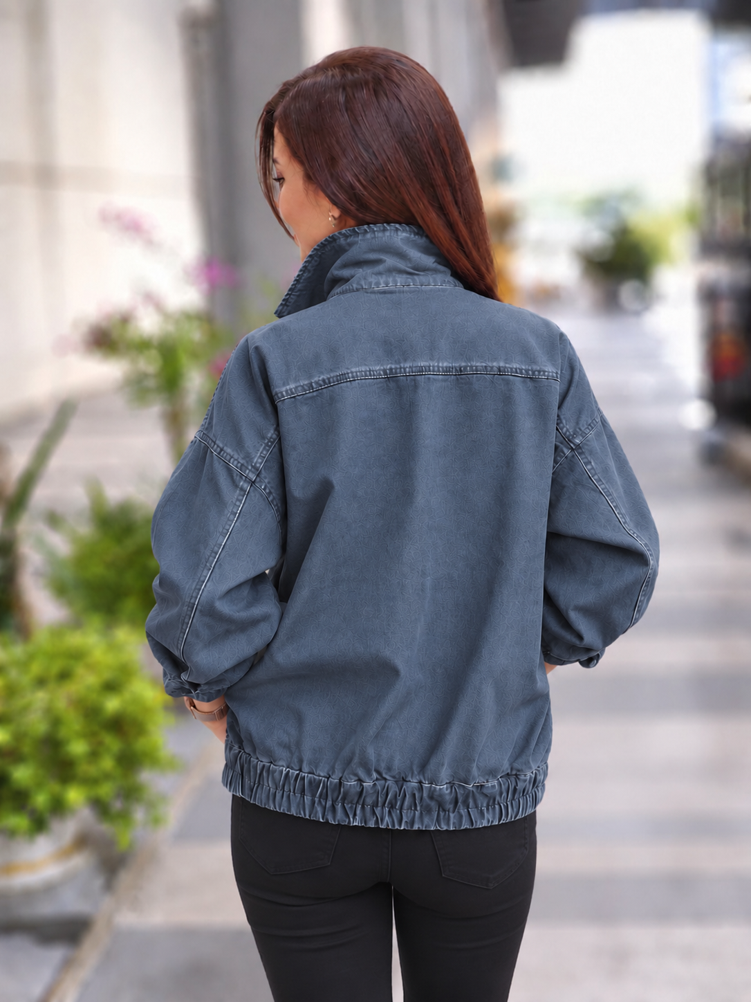 Boyfriend gabardin kumaş ceket Indigo