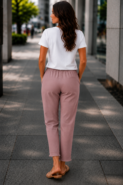 Gabardin pamuklu pantolon pembe