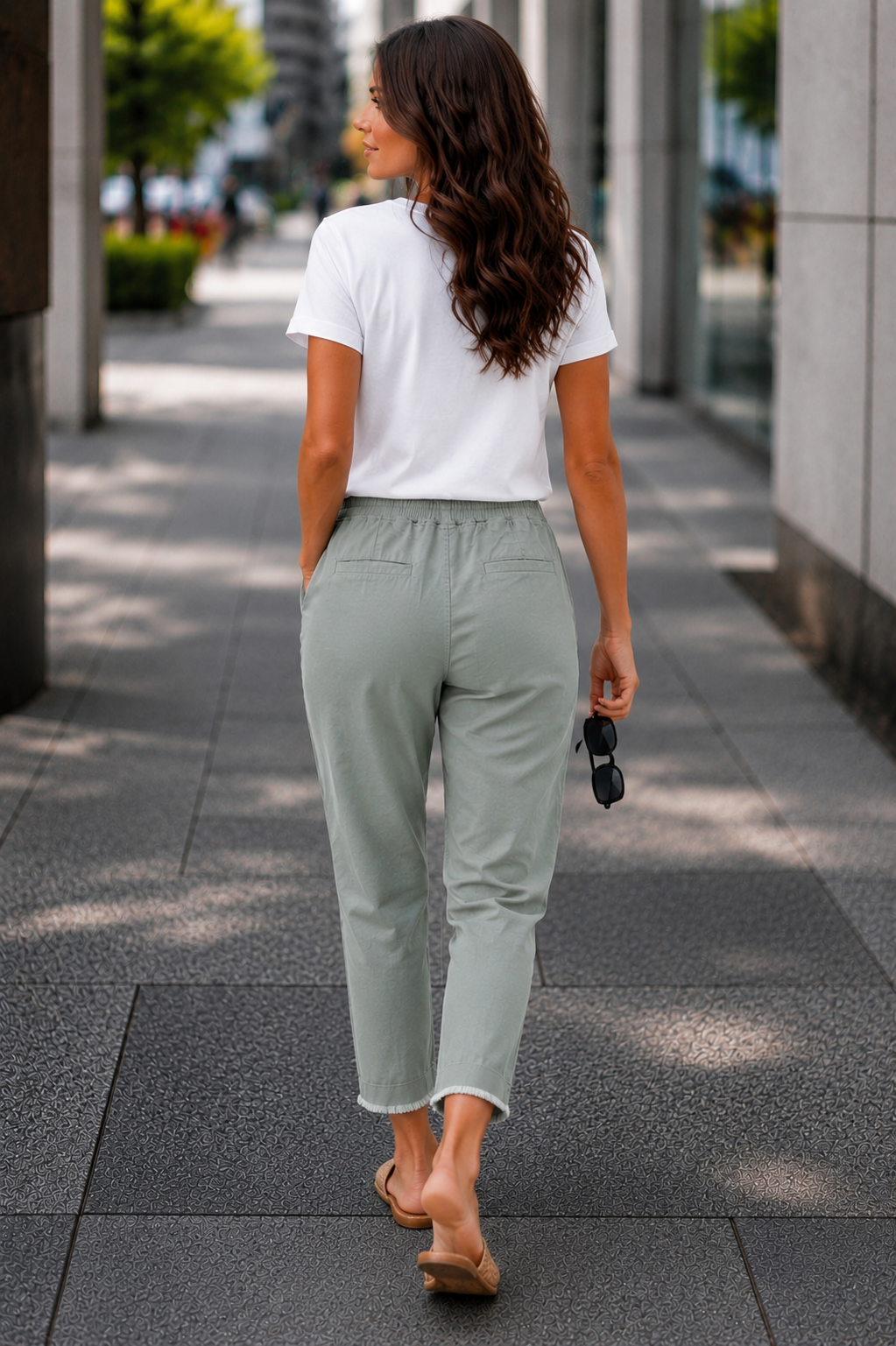 Gabardin pamuklu pantolon soft yeşil