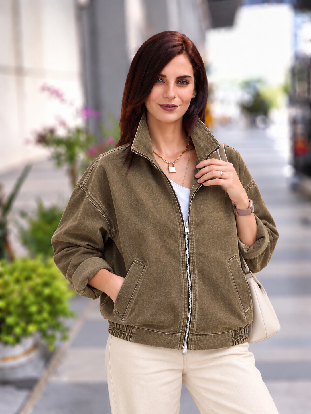 Boyfriend gabardin ceket açık kahve