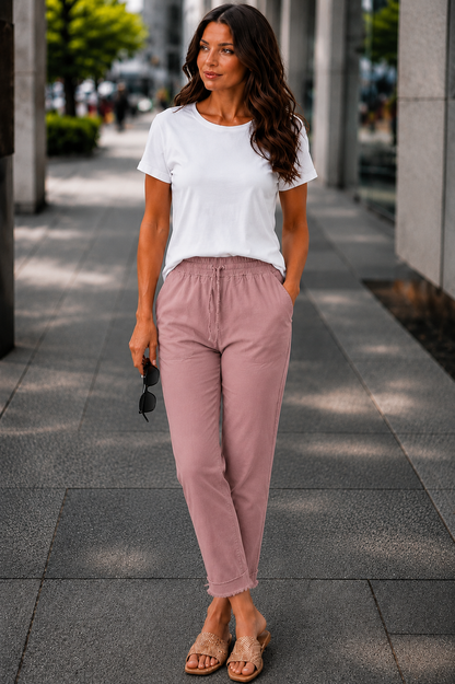 Gabardin pamuklu pantolon pembe